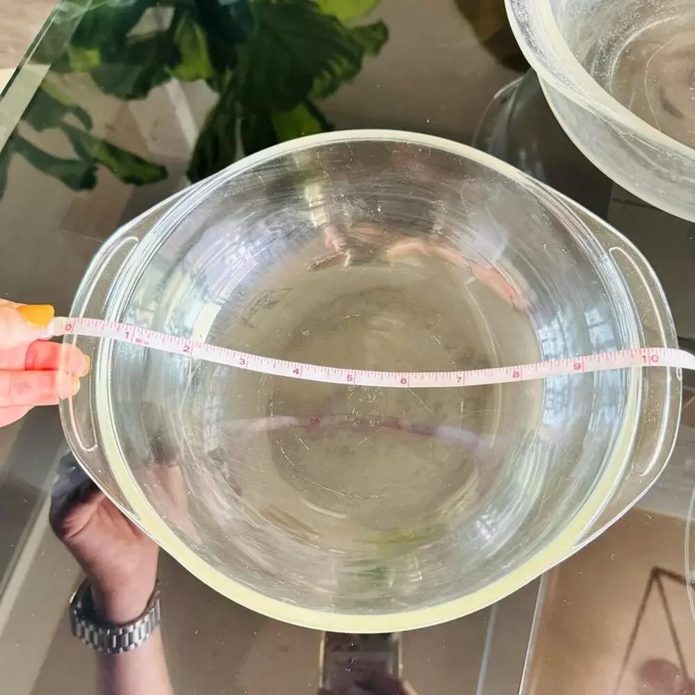 3 VINTAGE PYREX Clear Glass Casserole Mixing Bowl Baking Dish Cookware USA